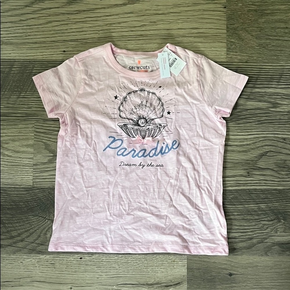 Crewcuts NWT Paradise seashell pink t-shirt size large 10-11